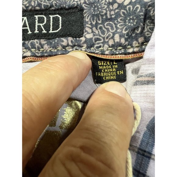 Denim Junkie Button Up Shirt Adult Large Purple Plaid Pocketed Snap Mens - Picture 7 of 13